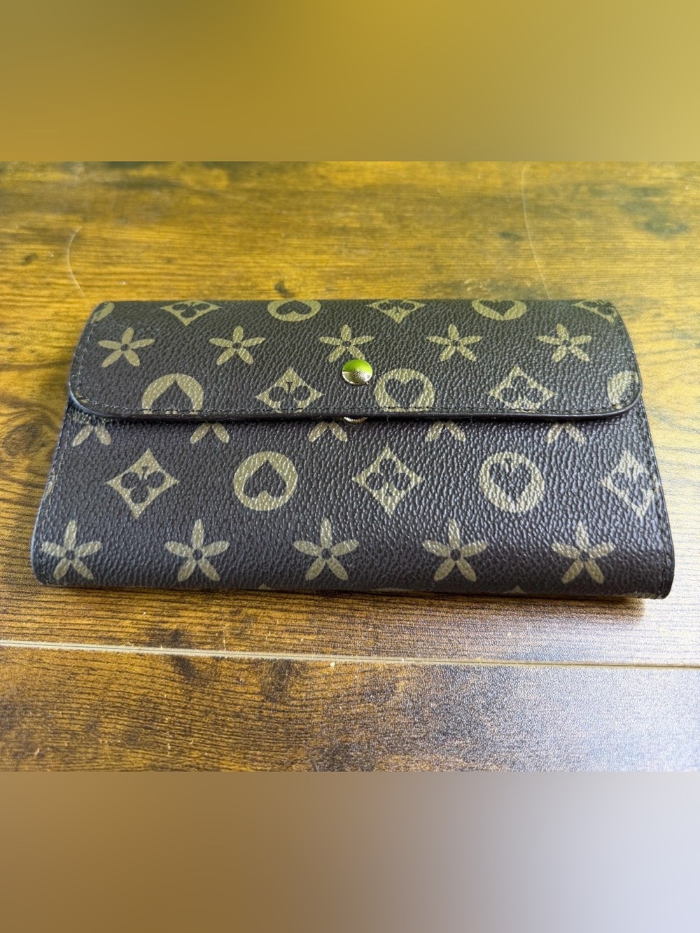 Brown Monogram-Pattern Envelope Styled Wallet